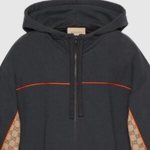 Men’s Gucci, cotton jersey, zip jacket/hoodie signature GG supreme XL… NWT